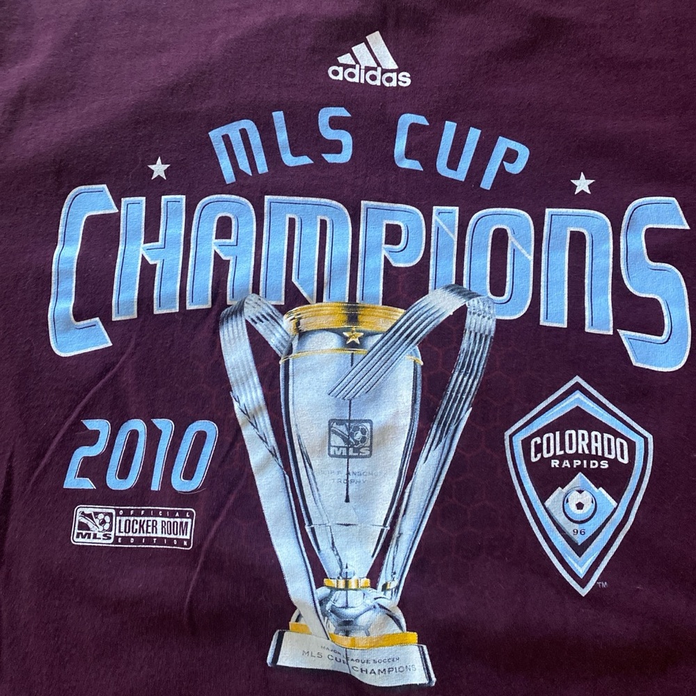 Men's Colorado Rapids Adidas Burgundy 2010 MLS Cup Champions T-Shirt, 2XL